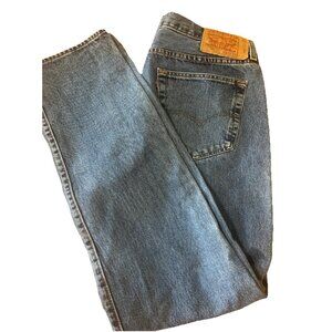 Levis 501 Jeans Mens 35x34 Blue Light Wash Work Wear Straight Leg Cotton Denim
